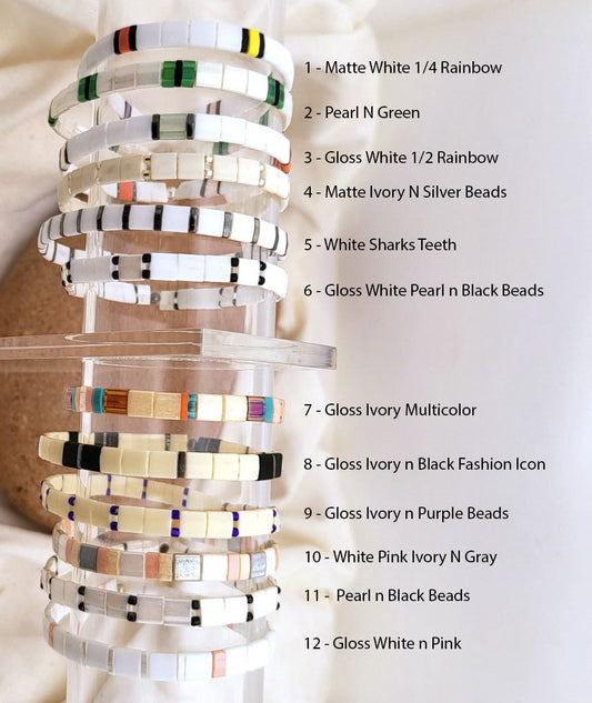 Whites with a Splash Tila Bracelets